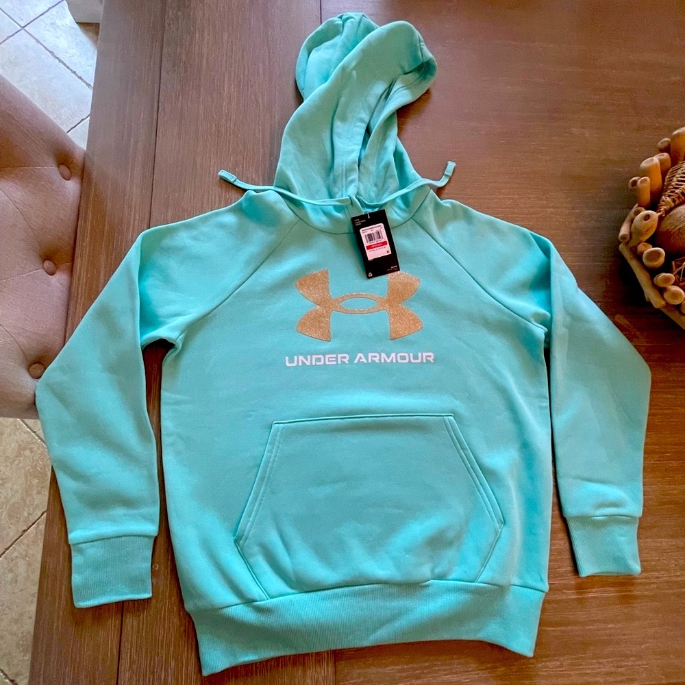 Under Armour Mint Sweatshirt with hoodie -  Gold UA Logo - Size XS
